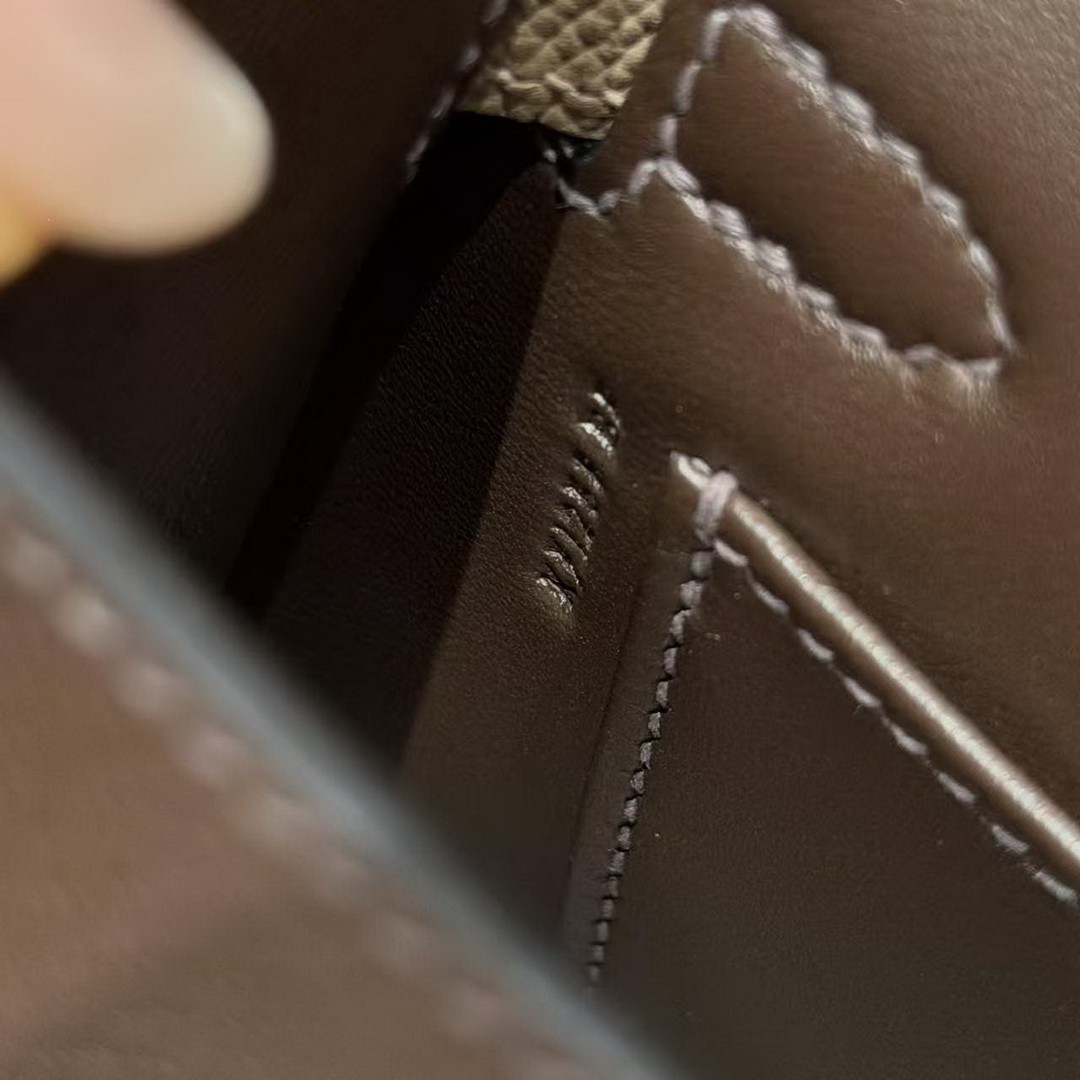 Hermes Kelly Mini 2 19CM Bag Handmade In Epsom Calfskin Leather Gold Hardware 4C Ecorce 18 Etoupe 89 Noir - Image 18