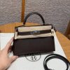 Hermes Kelly Mini 2 19CM Bag Handmade In Epsom Calfskin Leather Silver Hardware 4C Ecorce