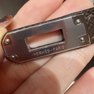 Hermes Kelly Mini 2 19CM Bag Handmade In Epsom Calfskin Leather Silver Hardware 4C Ecorce - Image 15