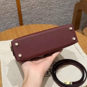 HermesKelly Mini 2 19CM Bag Handmade In Epsom Calfskin Leather Gold Hardware 55 Rouge H - Image 18