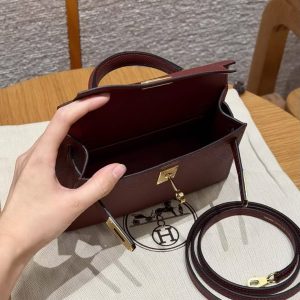 HermesKelly Mini 2 19CM Bag Handmade In Epsom Calfskin Leather Gold Hardware 55 Rouge H - Image 17
