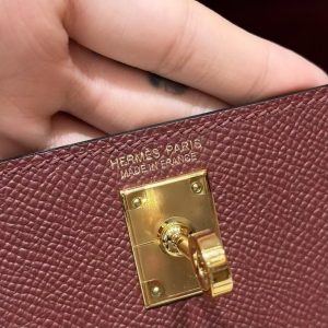 HermesKelly Mini 2 19CM Bag Handmade In Epsom Calfskin Leather Gold Hardware 55 Rouge H - Image 16