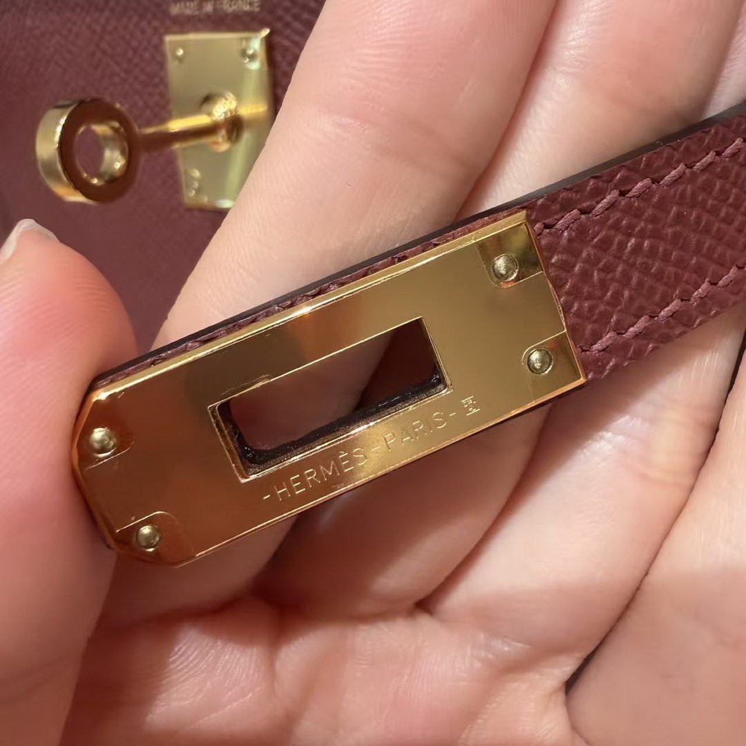 HermesKelly Mini 2 19CM Bag Handmade In Epsom Calfskin Leather Gold Hardware 55 Rouge H - Image 15