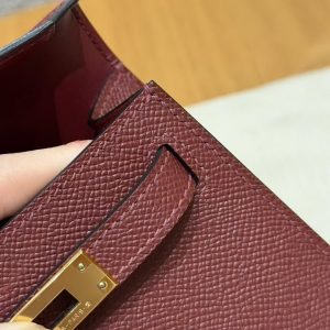 HermesKelly Mini 2 19CM Bag Handmade In Epsom Calfskin Leather Gold Hardware 55 Rouge H - Image 9