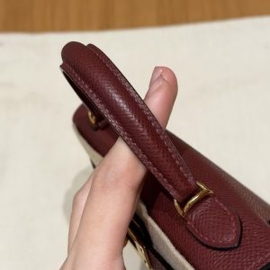 HermesKelly Mini 2 19CM Bag Handmade In Epsom Calfskin Leather Gold Hardware 55 Rouge H - Image 8