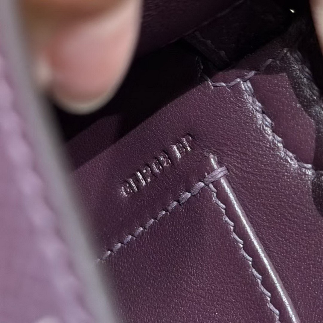 Hermes Kelly Mini 2 19CM Bag Handmade In Epsom Calfskin Leather Silver Hardware 59 Raisin - Image 14