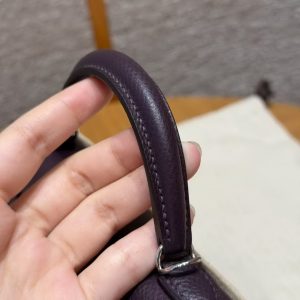 Hermes Kelly Mini 2 19CM Bag Handmade In Epsom Calfskin Leather Silver Hardware 59 Raisin - Image 8
