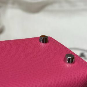 Hermes Kelly Mini 2 19CM Bag Handmade In Epsom Calfskin Leather Silver Hardware 5J Fuchia - Image 17
