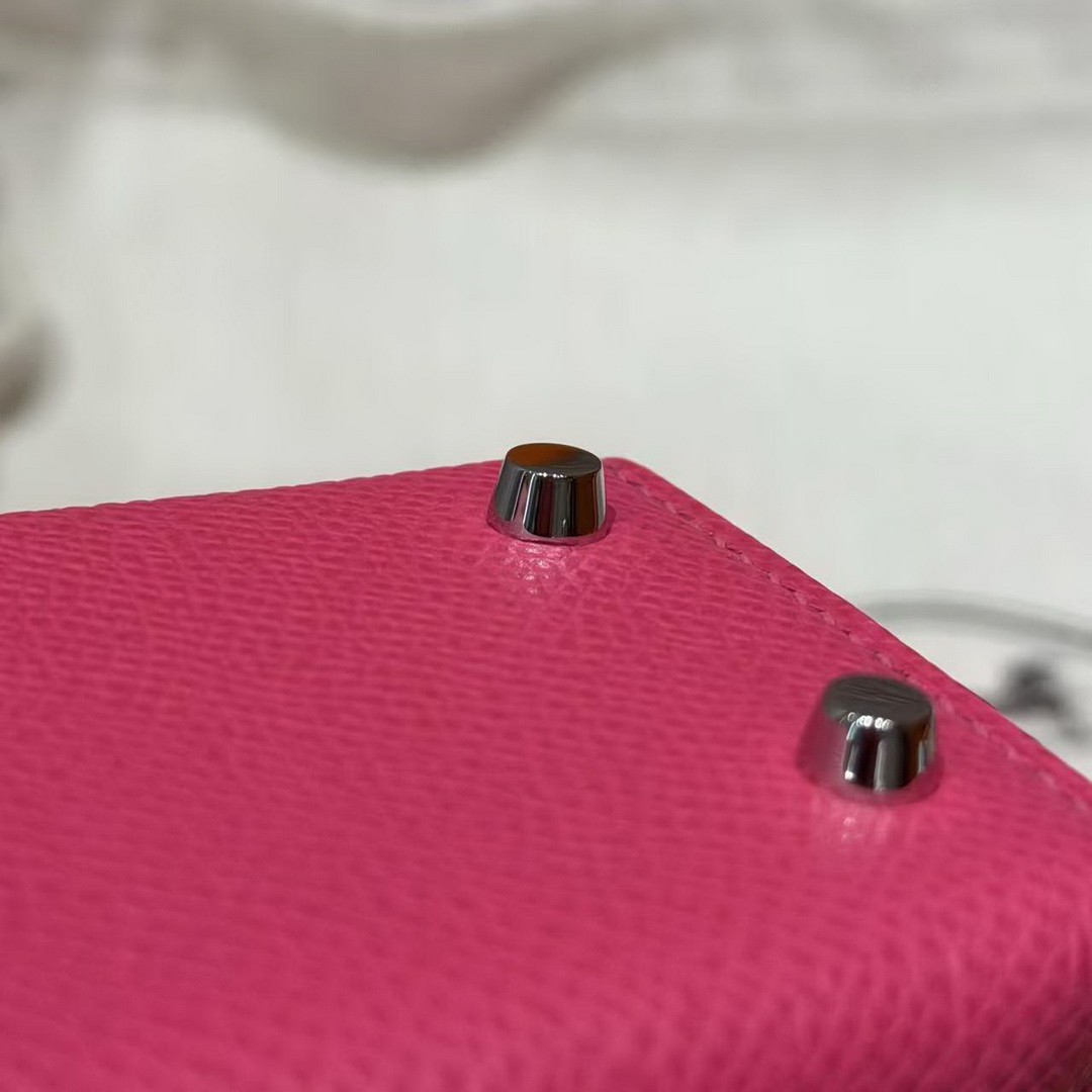 Hermes Kelly Mini 2 19CM Bag Handmade In Epsom Calfskin Leather Silver Hardware 5J Fuchia - Image 17