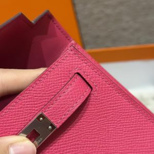 Hermes Kelly Mini 2 19CM Bag Handmade In Epsom Calfskin Leather Silver Hardware 5J Fuchia - Image 13