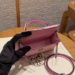 Hermes Kelly Mini 2 19CM Bag Handmade In KK Ostrich Leather from South Africa Silver Hardware 5P Pink - Image 22