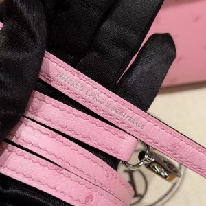 Hermes Kelly Mini 2 19CM Bag Handmade In KK Ostrich Leather from South Africa Silver Hardware 5P Pink - Image 7