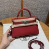 Hermes Kelly Mini 2 19CM Bag Handmade In Epsom Calfskin Leather Silver Hardware 5X Rouge Piment