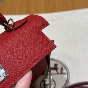 Hermes Kelly Mini 2 19CM Bag Handmade In Epsom Calfskin Leather Silver Hardware 5X Rouge Piment - Image 14