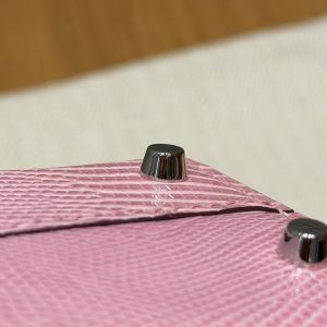 Hermes Kelly Mini 2 19CM Bag Handmade In Lizard Leather from South Africa Silver Hardware 5p Pink - Image 6