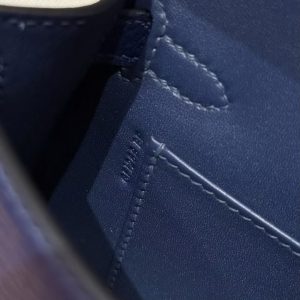 Hermes Kelly Mini 2 19CM Bag Handmade In Chèvre Calfskin Leather Gold Hardware 73 Blue Saphir - Image 18