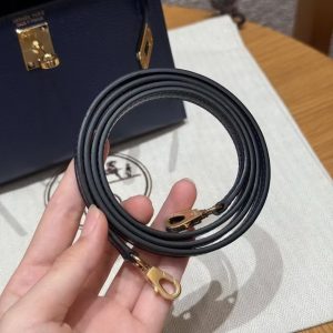 Hermes Kelly Mini 2 19CM Bag Handmade In Chèvre Calfskin Leather Gold Hardware 73 Blue Saphir - Image 9