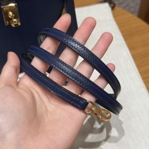 Hermes Kelly Mini 2 19CM Bag Handmade In Chèvre Calfskin Leather Gold Hardware 73 Blue Saphir - Image 8