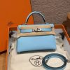 Hermes Kelly Mini 2 19CM Bag Handmade In Epsom Calfskin Leather Silver Hardware 7N Celeste