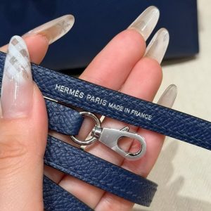 Hermes Kelly Mini 2 19CM Bag Handmade In Epsom Calfskin Leather Silver Hardware 7U Blue Navy - Image 7