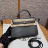 Hermes Kelly Mini 2 19CM Bag Handmade In Lizard Leather from South Africa Silver Hardware 85 Ardoise