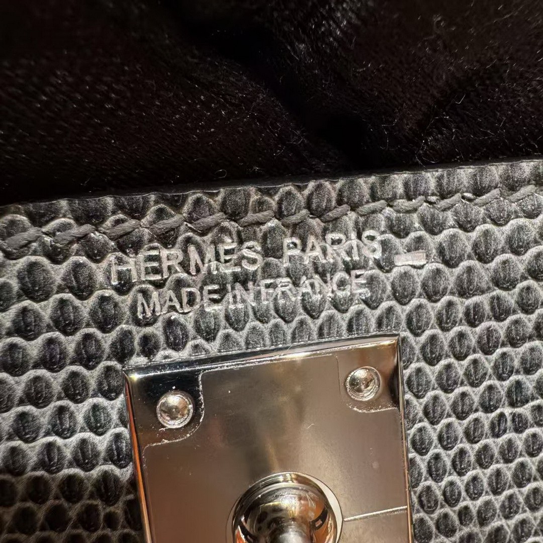 Hermes Kelly Mini 2 19CM Bag Handmade In Lizard Leather from South Africa Silver Hardware 85 Ardoise - Image 21