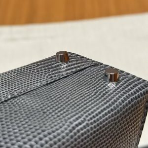 Hermes Kelly Mini 2 19CM Bag Handmade In Lizard Leather from South Africa Silver Hardware 85 Ardoise - Image 8