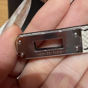 Hermes Kelly Mini 2 19CM Bag Handmade In Epsom Calfskin Leather Silver Hardware 89 Noir 10 Craie - Image 16