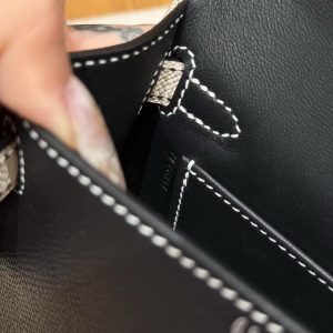 Hermes Kelly Mini 2 19CM Bag Handmade In Epsom Calfskin Leather Silver Hardware 89 Noir 10 Craie - Image 15