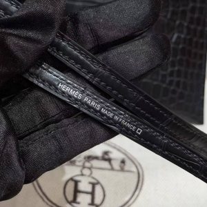 Hermes Kelly Mini 2 19CM Bag Handmade In Alligator Leather from Mississippi Silver Hardware 89 Noir - Image 5