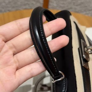 Hermes Kelly Mini 2 19CM Bag Handmade In Box Calfskin Leather Silver Hardware 89 Noir - Image 10