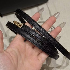 Hermes Kelly Mini 2 19CM Bag Handmade In Chèvre Calfskin Leather Gold Hardware 89 Noir - Image 5