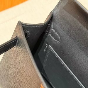 Hermes Kelly Mini 2 19CM Bag Handmade In Epsom Calfskin Leather Gold Hardware 89 Noir - Image 11