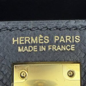Hermes Kelly Mini 2 19CM Bag Handmade In Epsom Calfskin Leather Gold Hardware 89 Noir - Image 6