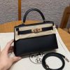 Hermes Kelly Mini 2 19CM Bag Handmade In Epsom Calfskin Leather Rose Gold Hardware 89 Noir