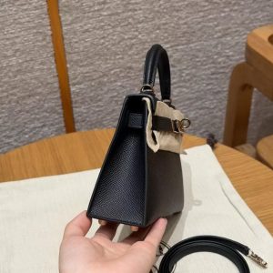 Hermes Kelly Mini 2 19CM Bag Handmade In Epsom Calfskin Leather Rose Gold Hardware 89 Noir - Image 17