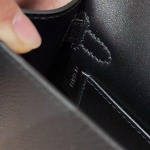 Hermes Kelly Mini 2 19CM Bag Handmade In Epsom Calfskin Leather Rose Gold Hardware 89 Noir - Image 13