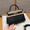Hermes Kelly Mini 2 19CM Bag Handmade In Epsom Calfskin Leather Silver Hardware 89 Noir