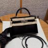 Hermes Kelly Mini 2 19CM Bag Handmade In Lizard Leather from South Africa Silver Hardware 89 Noir