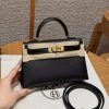 Hermes Kelly Mini 2 19CM Bag Handmade In Madame and Alligator Leather Gold Hardware 89 Noir