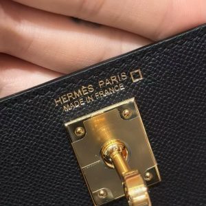 Hermes Kelly Mini 2 19CM Bag Handmade In Madame and Alligator Leather Gold Hardware 89 Noir - Image 18