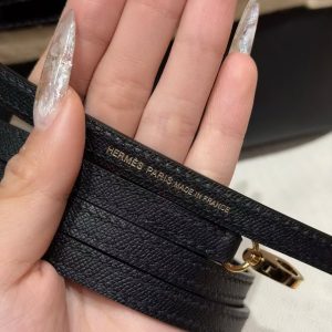 Hermes Kelly Mini 2 19CM Bag Handmade In Madame and Alligator Leather Gold Hardware 89 Noir - Image 4