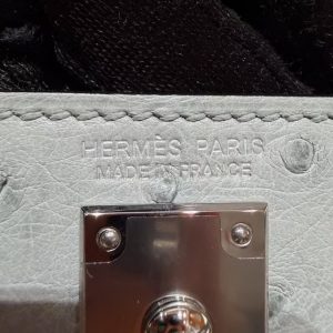 Hermes Kelly Mini 2 19CM Bag Handmade In KK Ostrich Leather from South Africa Silver Hardware 8U Blue Glacier - Image 19