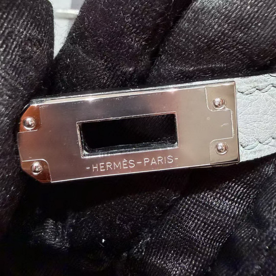 Hermes Kelly Mini 2 19CM Bag Handmade In KK Ostrich Leather from South Africa Silver Hardware 8U Blue Glacier - Image 17