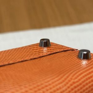 Hermes Kelly Mini 2 19CM Bag Handmade In Lizard Leather from South Africa Silver Hardware 93 Orange - Image 5