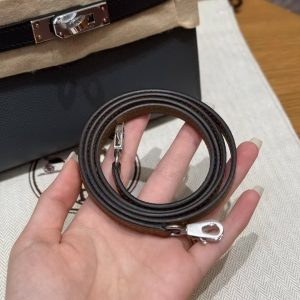 Hermes Kelly Mini 2 19CM Bag Handmade In Epsom Calfskin Leather Silver Hardware H0 Girs Misty 89 Noir 3G Alezan - Image 8