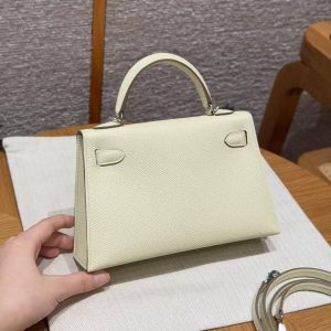Hermes Kelly Mini 2 19CM Bag Handmade In Epsom Calfskin Leather Silver Hardware I8 Jaune Milton - Image 2