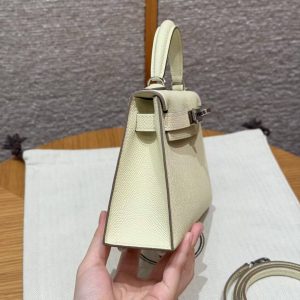 Hermes Kelly Mini 2 19CM Bag Handmade In Epsom Calfskin Leather Silver Hardware I8 Jaune Milton - Image 22