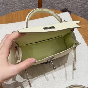 Hermes Kelly Mini 2 19CM Bag Handmade In Epsom Calfskin Leather Silver Hardware I8 Jaune Milton - Image 19