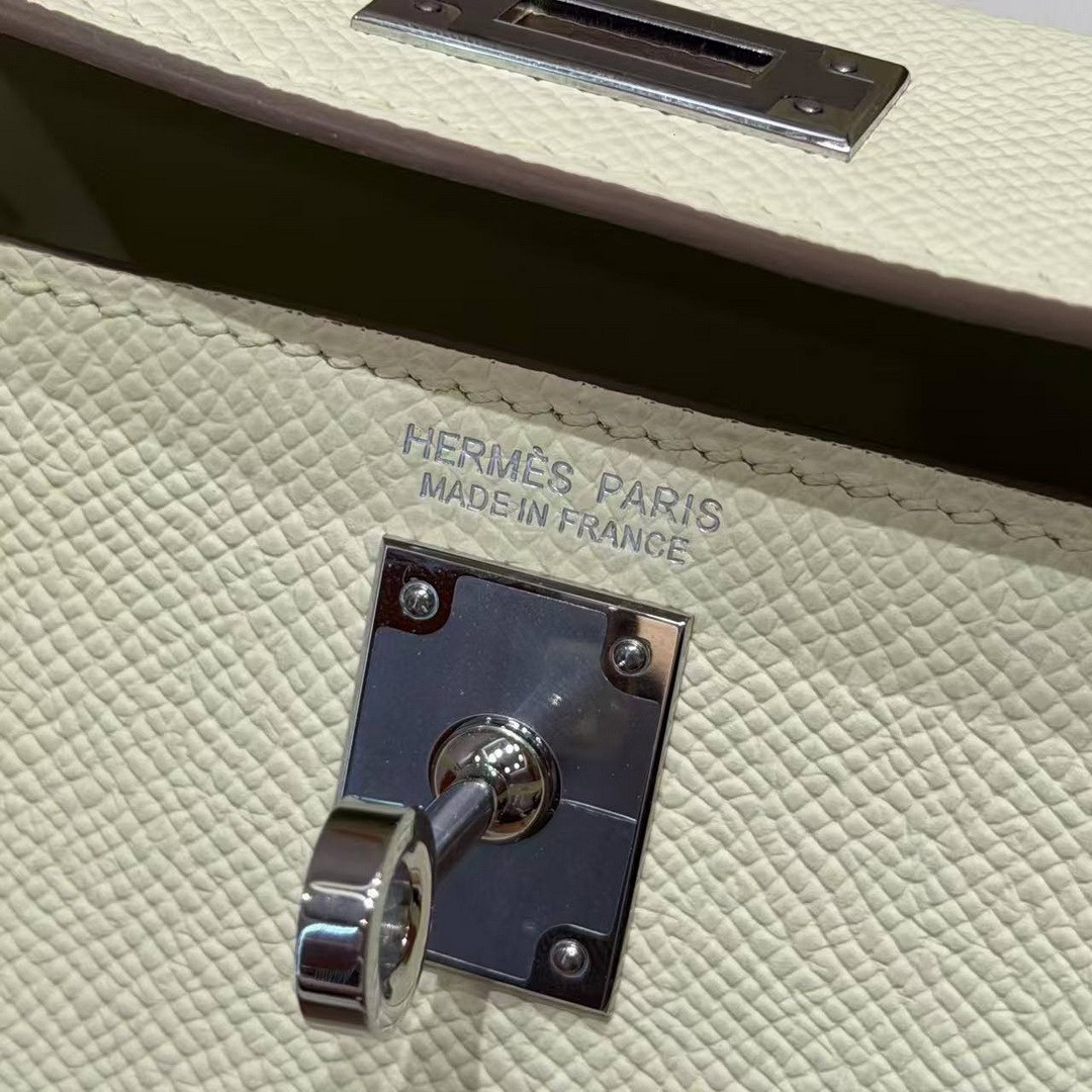 Hermes Kelly Mini 2 19CM Bag Handmade In Epsom Calfskin Leather Silver Hardware I8 Jaune Milton - Image 18